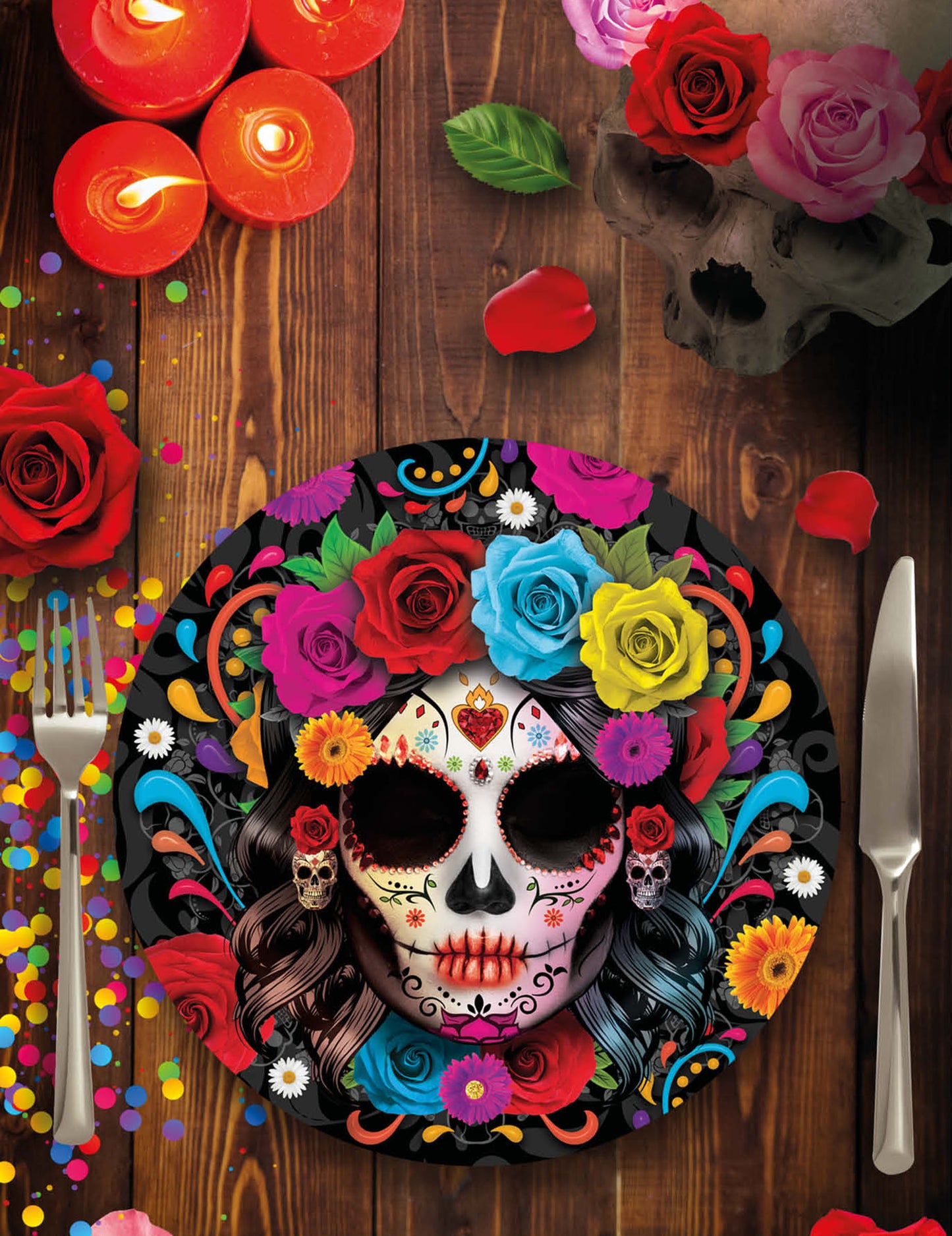 6 Catrina Dia de los Muertos 23 cm plošče