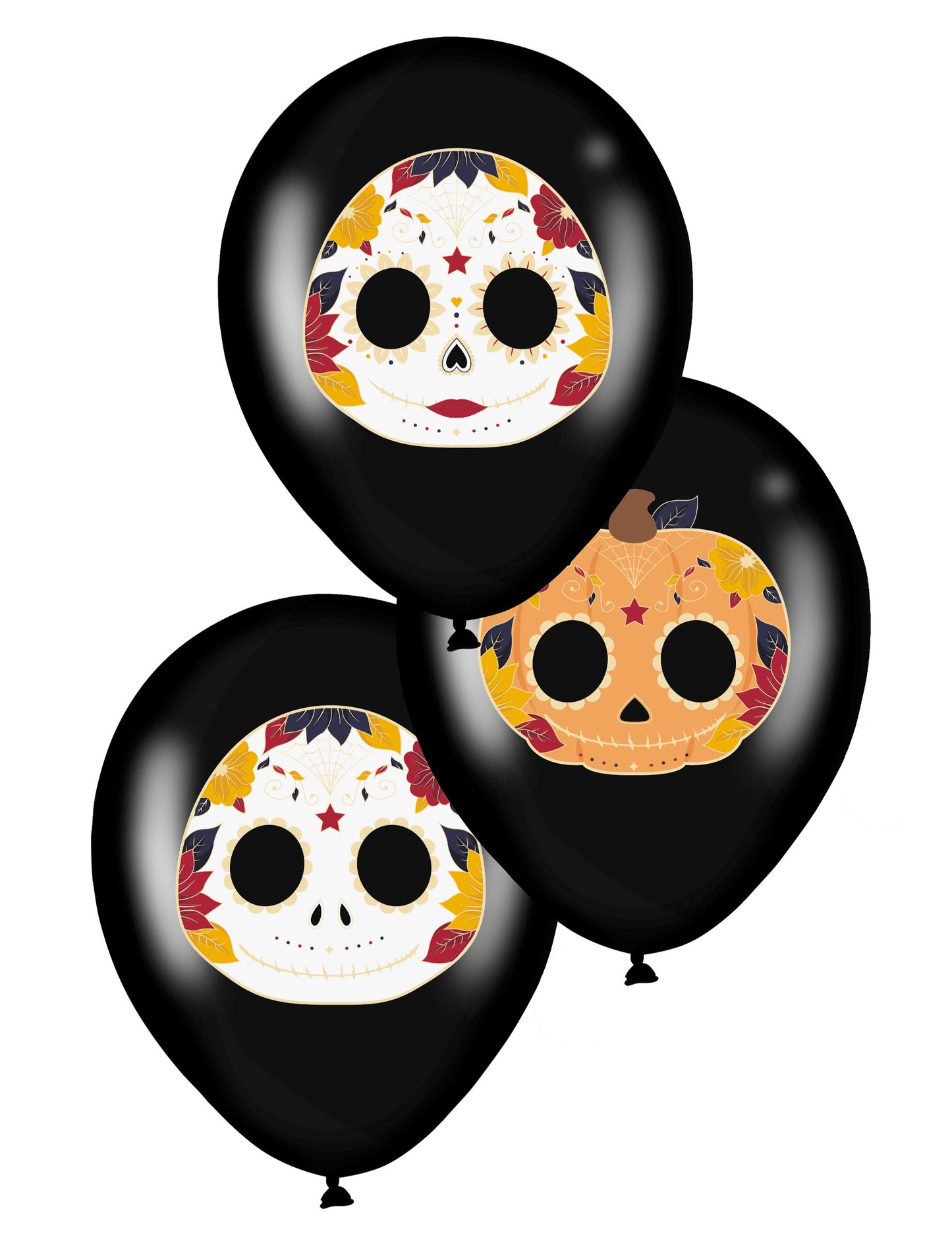 6 balonov iz lateksa Dia de los Muertos Noirs 28 cm