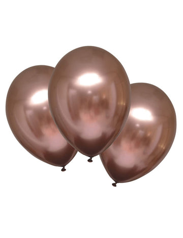 6 Rose Gold Satin Rose Balloons 28 cm