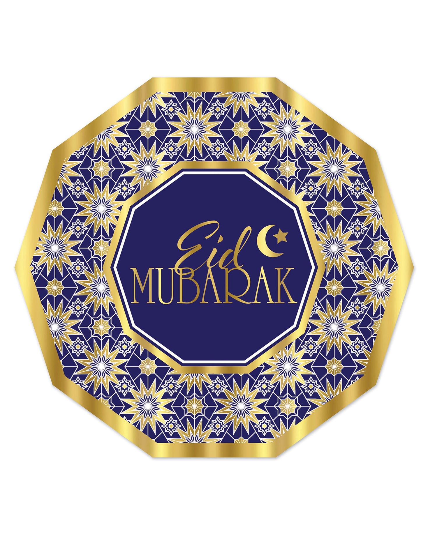 8 Eid Mubarak Blue in Gold kartonske plošče 23 cm