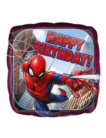 Spider-Man Happy Birthday Square Aluminijast balon 43 cm