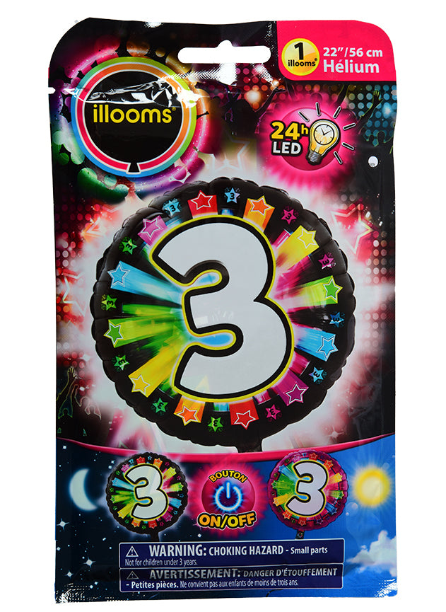 Aluminijev balon 3 večbarvne LED iloom 50 cm