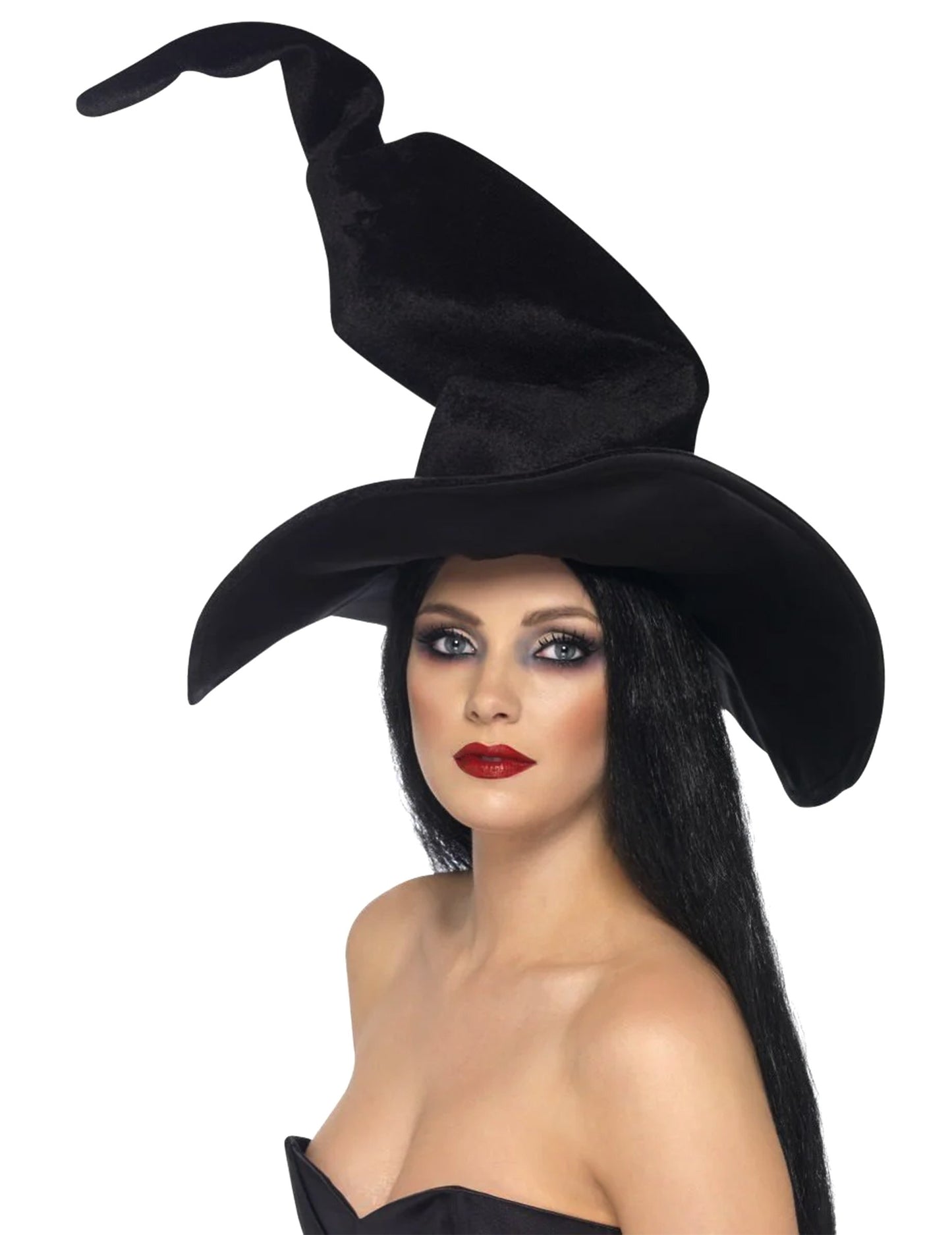 Črni čarovniški klobuk Velvet Woman Halloween