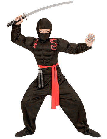 Black Boy Muscalar Ninja kostum