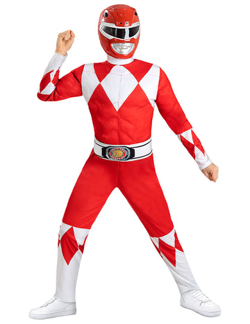 Mišičast rdeč kostum Power Ranger za otroke