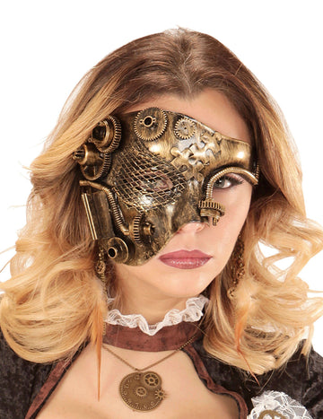 Half Golden Dore Mask Adult Steampunk