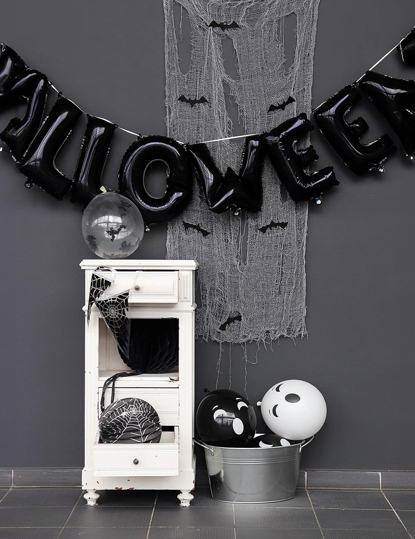 Garland aluminijaste balone Halloween Black Letters 40 cm