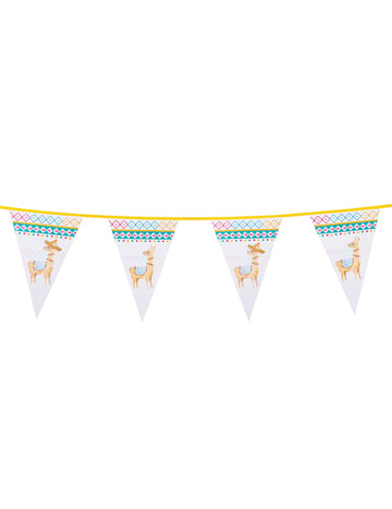 Garland of White Lama Plastic Plastic Pennants 30 x 20 cm 6m 6m