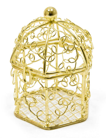 Mini Gold Metal Bird Cage 5,5 x 4,5 cm