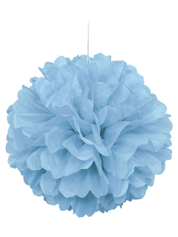 Pastelno modri pompom v papirju 40 cm