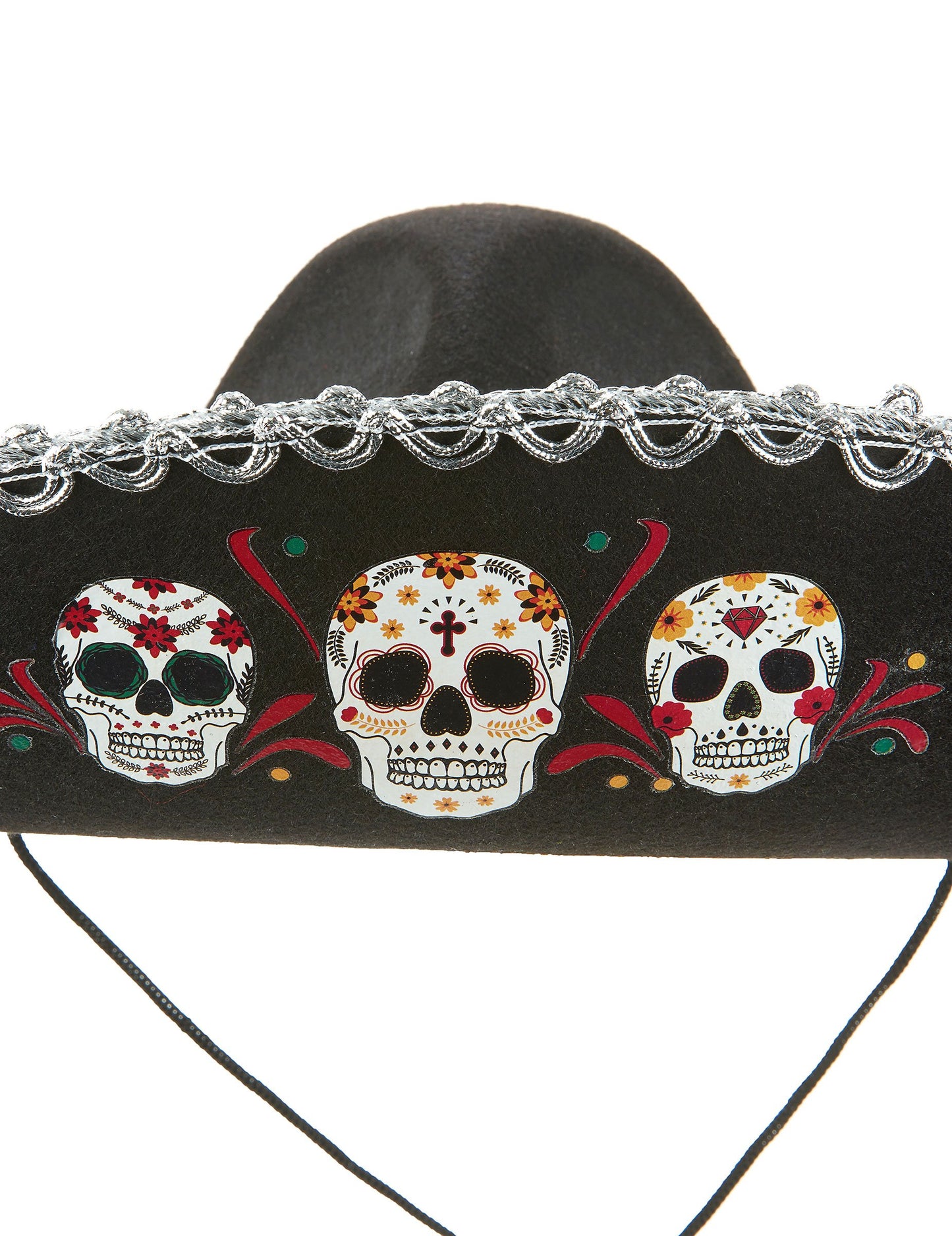 Black Sombrero Dia de Los Muertos Srebrni zaključki