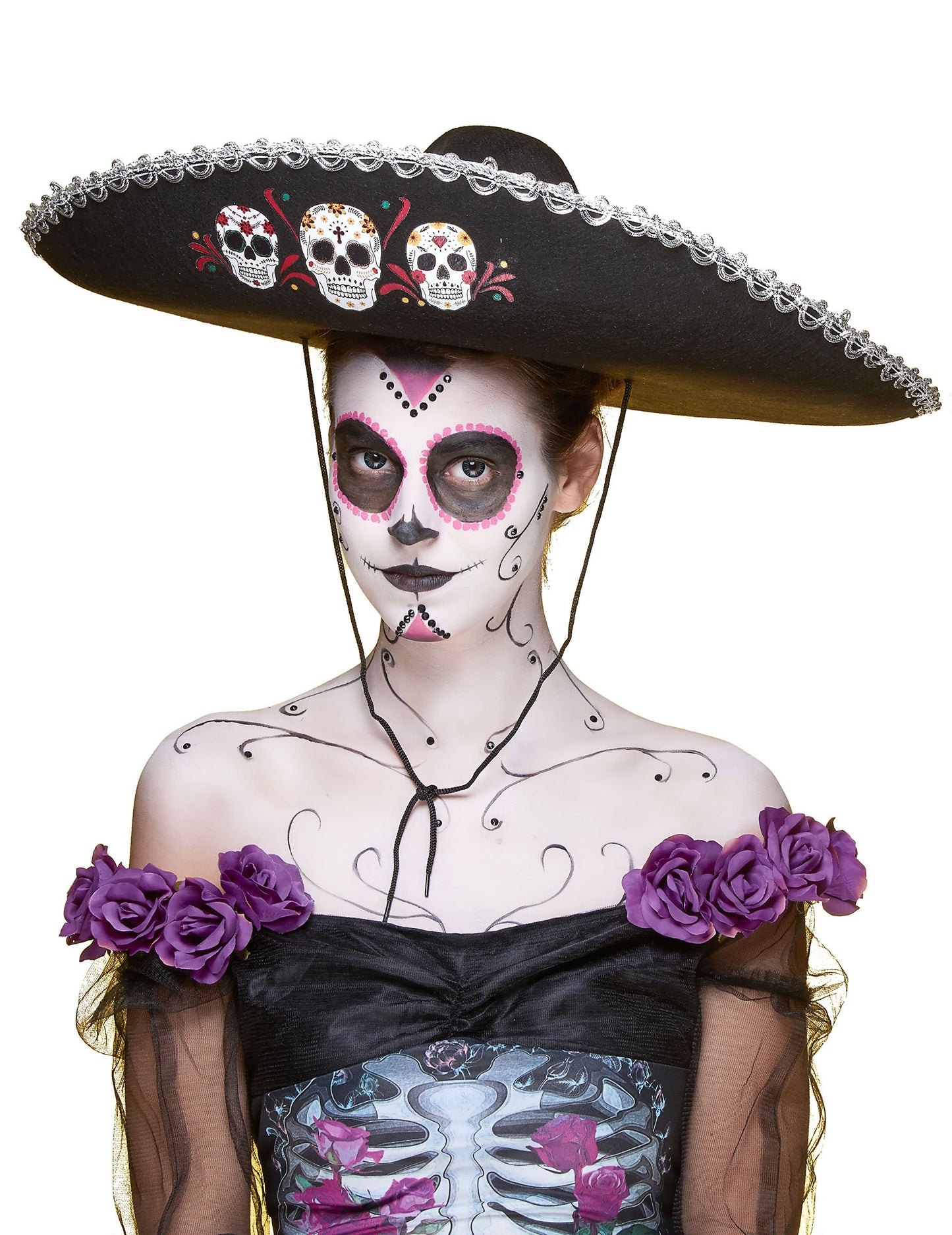 Black Sombrero Dia de Los Muertos Srebrni zaključki