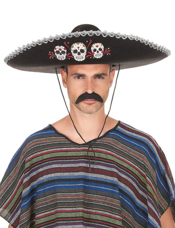 Black Sombrero Dia de Los Muertos Srebrni zaključki